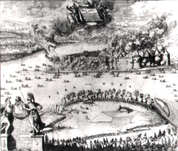 Штурм Нотебурга 11 октября 1702 года. Гравюра А. Шхонебека - 1703г.